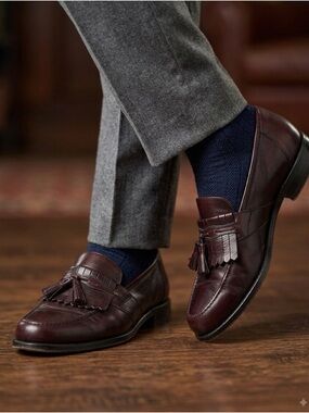 Magnanni Wine/Burgundy Tassel Kiltie Leather Loafers